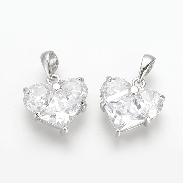 

PandaHall Brass Cubic Zirconia Charms, Nickel Free, Real Platinum Plated, Heart, 14.5x14x5mm, Hole: 4x2.5mm Brass+Cubic Zirconia Heart