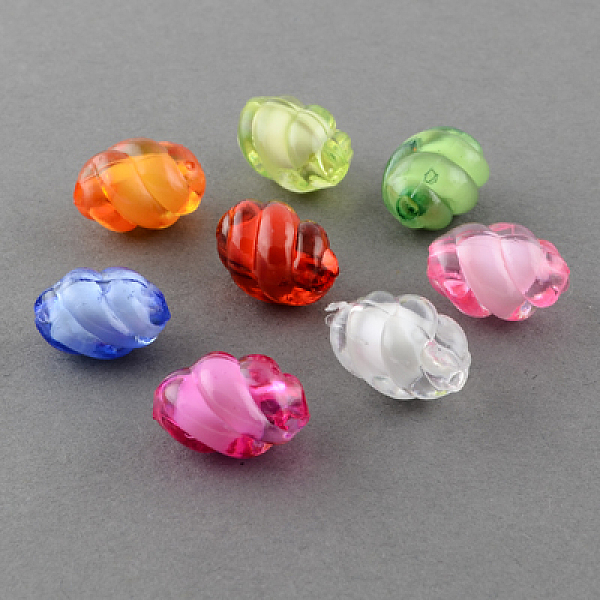 

PandaHall Transparent Acrylic Beads, Bead in Bead, Twist Oval, Mixed Color, 14x9mm, Hole: 2mm, about 860pcs/500g Acrylic Oval Multicolor