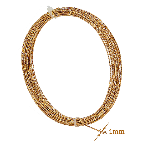 BENECREAT 18 Gauge/1mm Engraved Twist Gold Wire 10m Textured Copper Wire Half Hard Copper Wire For Jewelry Beading Craft Work
