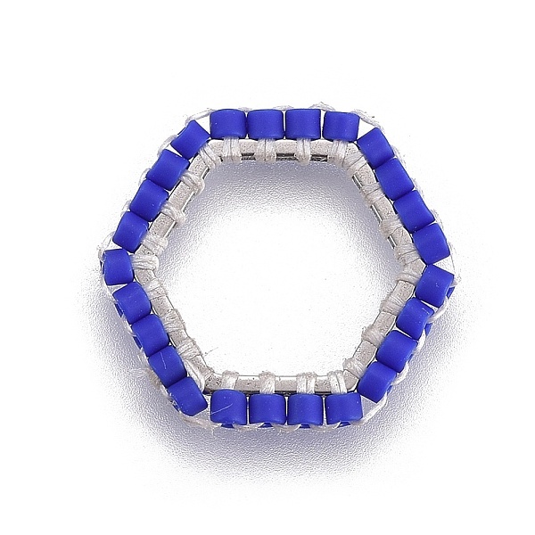 

PandaHall MIYUKI & TOHO Handmade Japanese Seed Beads, with 304 Stainless Steel Link Rings, Loom Pattern, Hexagon, Silver, Blue...