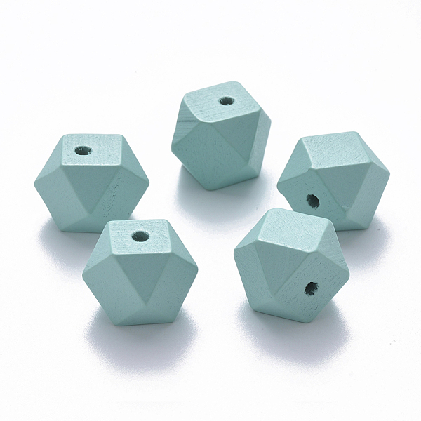 

PandaHall Painted Natural Wood Beads, Polygon, Pale Turquoise, 15.5x16x16mm, Hole: 3.5mm Schima Wood Polygon Cyan