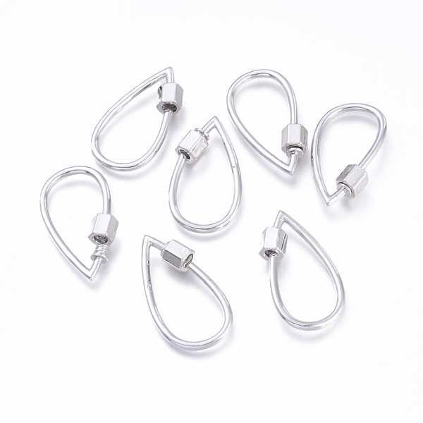 

PandaHall Brass Screw Carabiner Lock Charms, for Necklaces Making, Long-Lasting Plated, Cadmium Free & Lead Free & Nickel Free, Teardrop...