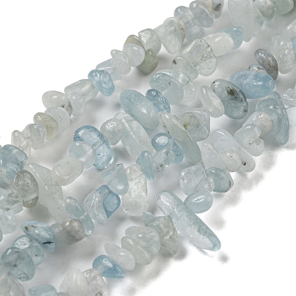 

PandaHall Natural Aquamarine Beads Strands, Chip, 1.5~5x3~13x2~8mm, Hole: 0.6mm, 30.94~31.97''(78.6~81.2cm) Aquamarine Chip