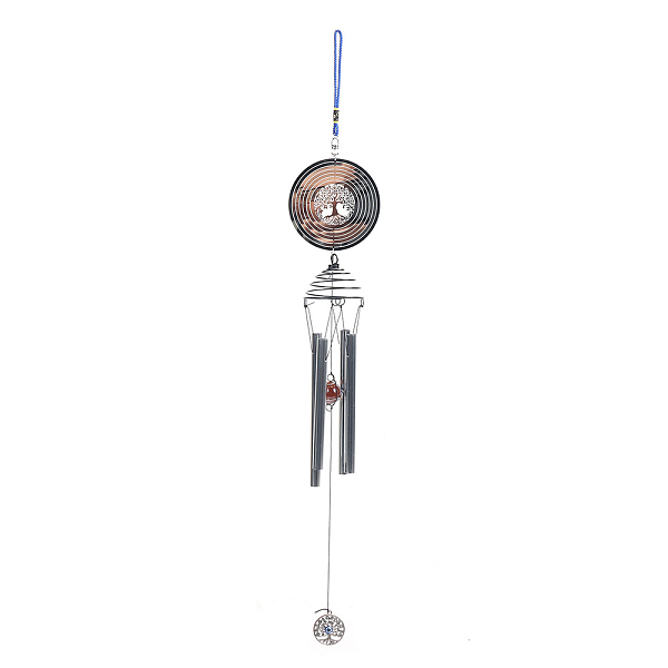 

PandaHall Iron Tree of Life Wind Chimes, with Tube, for Home Yard Balcony Outdoor, Platinum, 670mm Iron