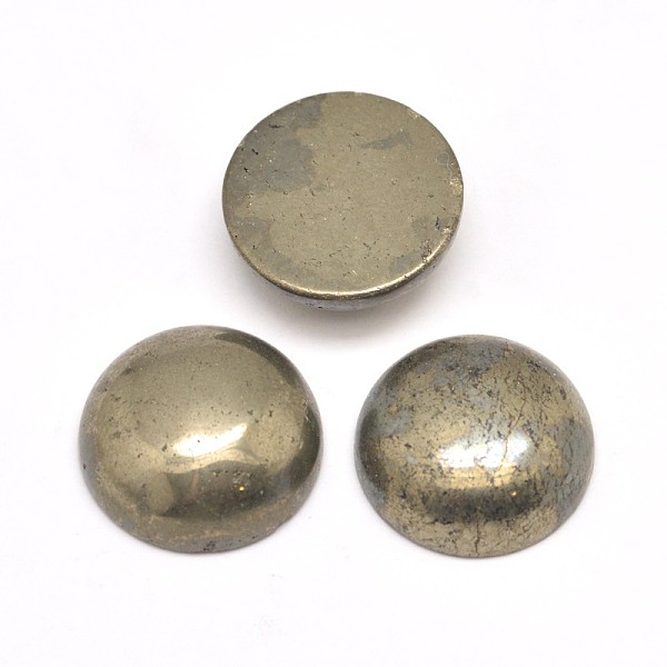 

PandaHall Half Round Natural Pyrite Cabochons, 12x4~5mm Pyrite Half Round Brown