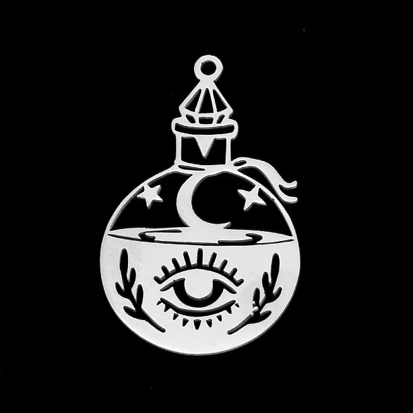 

PandaHall 201 Stainless Steel Pendants, Laser Cut, Round with Eye & Diamond, Stainless Steel Color, 33x20x1mm, Hole: 1.5mm 201 Stainless...