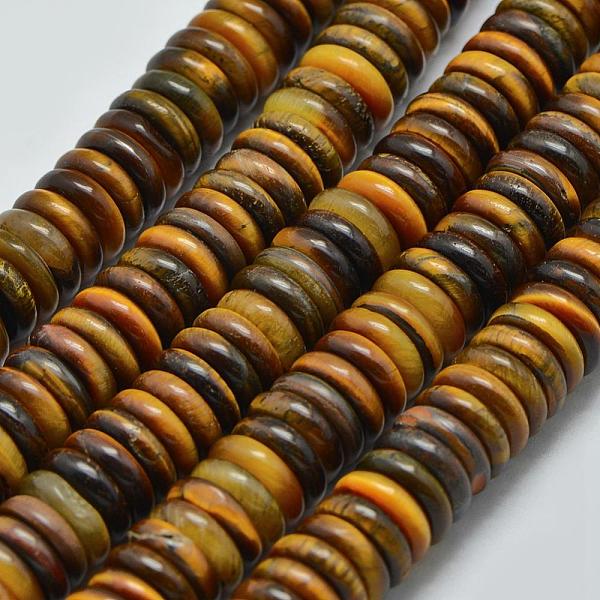 

PandaHall Natural Tiger Eye Heishi Beads Strands, Disc/Flat Round, 6x3mm, Hole: 1mm, about 115pcs/strand, 15.35 inch(39cm) Tiger Eye Disc