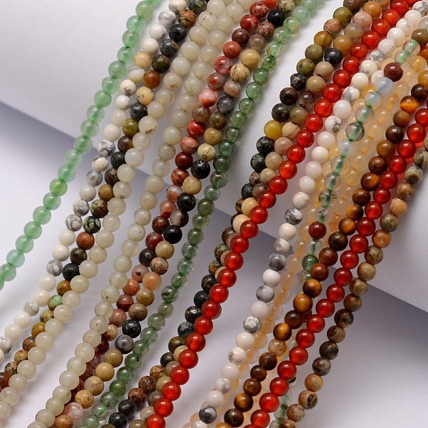 

PandaHall Natural Assorted Gemstone Bead Strands, Round, 3~3.5mm, Hole: 0.7mm, about 115~125pcs/strand, 16 inch Mixed Stone Round Multicolor