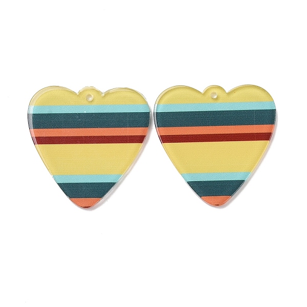 

PandaHall Transparent Printed Acrylic Pendants, Heart with Stripe Pattern, Yellow, 40x40x3mm, Hole: 1.8mm Acrylic Heart Yellow