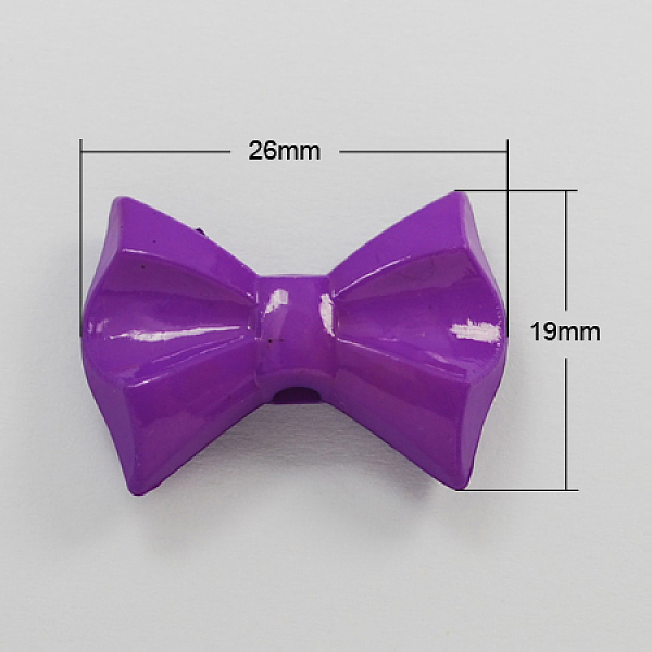 

PandaHall Opaque Acrylic Beads, Faceted, Bowknot, Dark Violet, 19x26x7mm, Hole: 3mm, about 300pcs/500g Acrylic Bowknot Purple