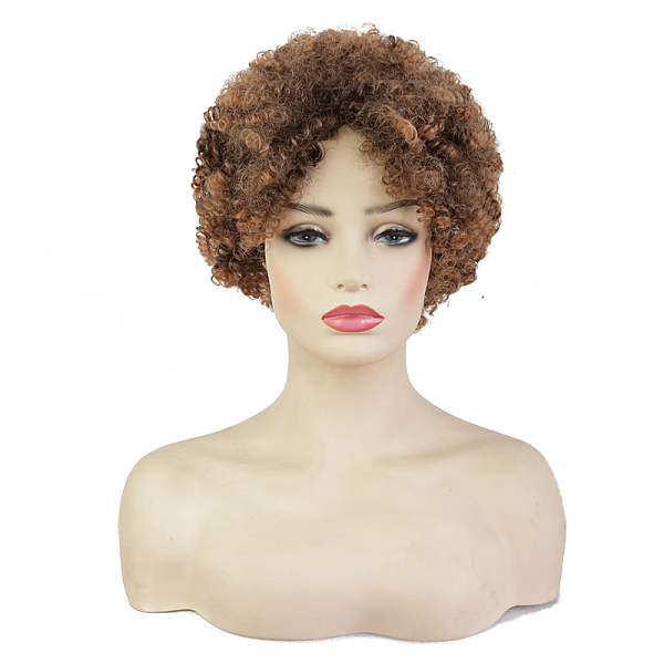 

PandaHall Fluffy Wigs, African Wig Female Short Cury Wigs, High Temperature Heat ResistanFiber Wigs, Coconut Brown, 6.29 inch(16cm) High...