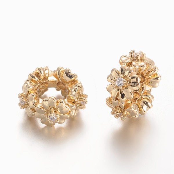 

PandaHall Eco-Friendly Rack Plating Brass Cubic Zirconia European Beads, Large Hole Flower Beads, Lead Free & Cadmium Free & Nickel Free...