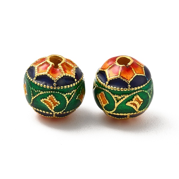 

PandaHall Alloy Beads, with Enamel, Round, Golden, Green, 9mm, Hole: 1.8mm Alloy+Enamel Round Green
