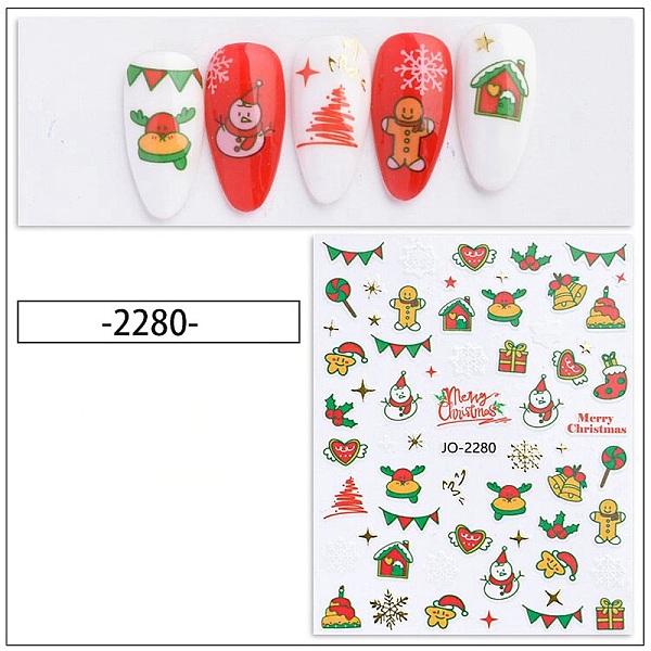 

PandaHall Christmas Theme Nail Art Stickers, Nail Decals, for Nail Tips Decorations, Mixed Pattern, Colorful, 10.1x7.85cm Paper