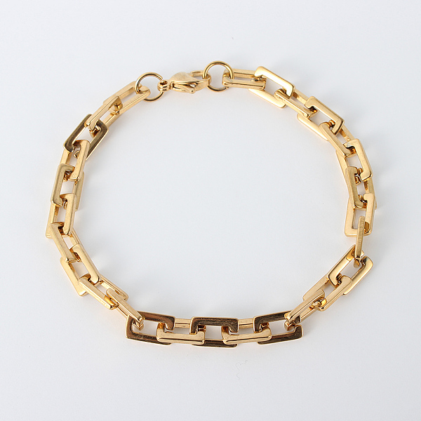 

PandaHall Ion Plating(IP) Rectangle 201 Stainless Steel Chain Bracelets, with Lobster Claw Clasps, Golden, 8-1/2 inch(215mm) 201 Stainless...