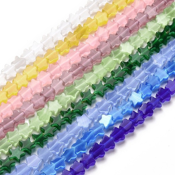 

PandaHall Cat Eye Beads Strands, Star, Mixed Color, 5.5~6x6.5x2.5mm, Hole: 0.7mm, about 68~69Pcs/strand, 14.57~14.76 inch(37~37.5cm) Glass..., Multicolor