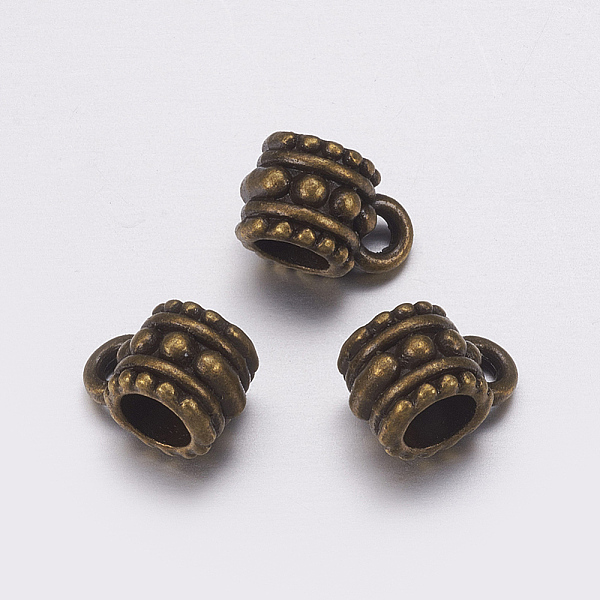 

PandaHall Tibetan Style Hangers, Bail Beads, Lead Free & Nickel Free, Column, Antique Bronze, 7.2x6.5mm, Hole: 2.1mm, Inner Diameter: 4.3mm...