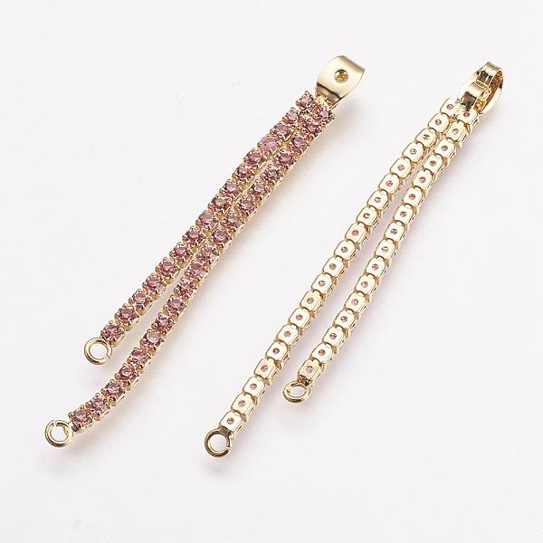 

PandaHall Brass Rhinestone Ear Nuts, Friction Earring Backs for Stud Earrings, Real 18K Gold Plated, Light Rose, 58x2mm, Hole: 0.8 and 2mm..., Pink