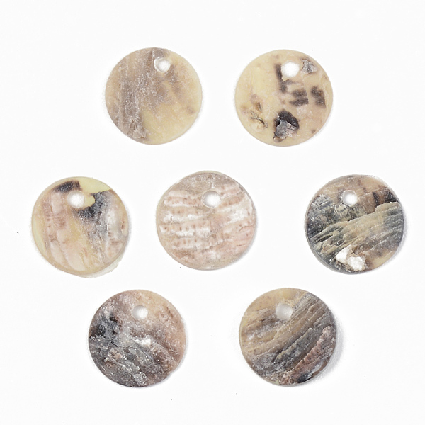 

PandaHall Natural Akoya Shell Charms, Mother of Pearl Shell Charms, Flat Round, PeachPuff, 9x1mm, Hole: 1.4mm Akoya Shell Flat Round Brown