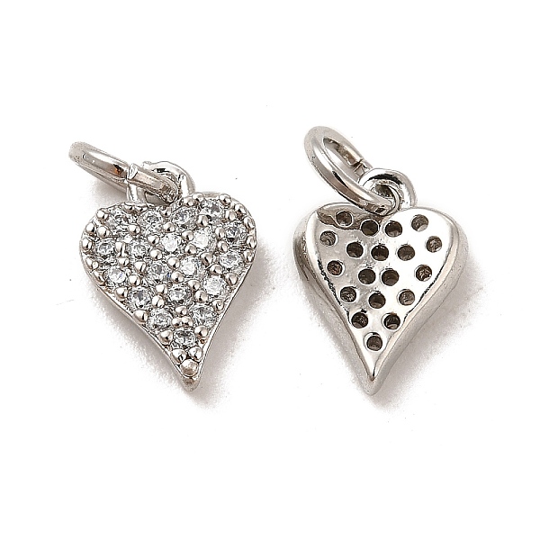 

PandaHall Rack Plating Brass Micro Pave Clear Cubic Zirconia Pendants, Long-Lasting Plated, Cadmium Free & Lead Free, with Jump Ring, Heart...