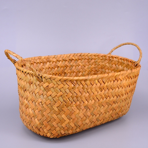 

PandaHall Straw Plaited Article Bread Storage Basket, Handmade Woven Tray, Fruit Vegetables Food Container, Peru, 31x17.5x12cm Straw Brown