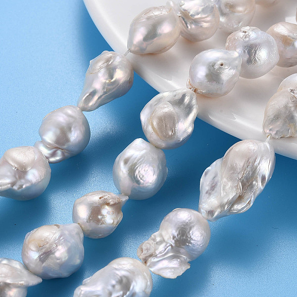 

PandaHall Natural Baroque Pearl Keshi Pearl Beads Strands, Cultured Freshwater Pearl, Nuggets, Seashell Color, 14~27x14~17x12~14mm, Hole...
