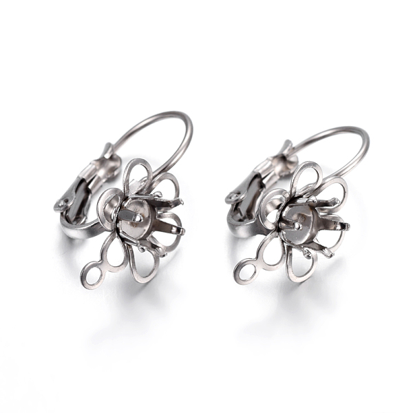 

PandaHall 304 Stainless Steel Leverback Earring Findings, with Loop, Flower, Stainless Steel Color, Tray: 4mm, 22x10.5x14.5mm, Hole: 1.5mm...