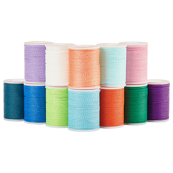 12 Rolls 12 Colors Round Waxed Polyester Cord