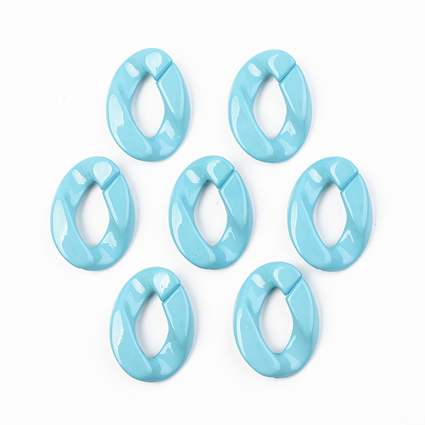 

PandaHall Opaque Acrylic Linking Rings, Quick Link Connectors, for Curb Chains Making, Unwelded, Twist, Cyan, 39.5x29.5x7.5mm, Inner...
