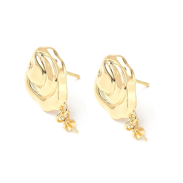 

PandaHall Brass Stud Earring Findings, with Cup Peg Bails and 925 Sterling Silver Pins, Rose, Real 18K Gold Plated, 24x14mm, Pin: 0.8mm...