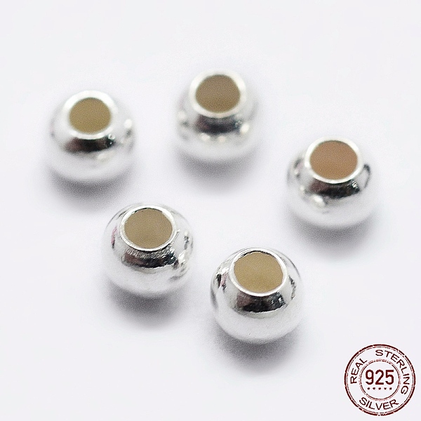 

PandaHall 925 Sterling Silver Beads, Round, Silver, 2.5mm, Hole: 0.9~1mm Sterling Silver Round Silver