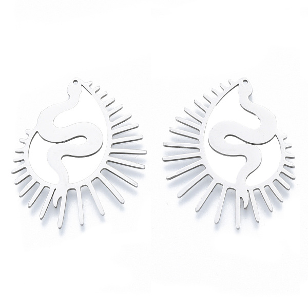 

PandaHall 201 Stainless Steel Pendants, Snake Charm, Stainless Steel Color, 38x31.5x1mm, Hole: 1mm 201 Stainless Steel Snake