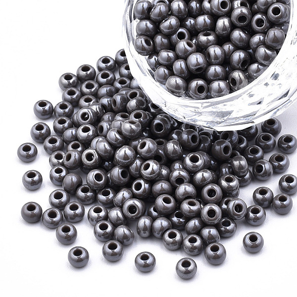 

PandaHall 6/0 Czech Opaque Glass Seed Beads, Lustered, Round, Gray, 4x3mm, Hole: 1.2mm, about 500g/bag Czech Glass Gray