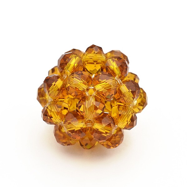 

PandaHall Transparent Glass Crystal Round Woven Beads, Cluster Beads, Peru, 22mm, Beads: 6mm Glass Round Brown