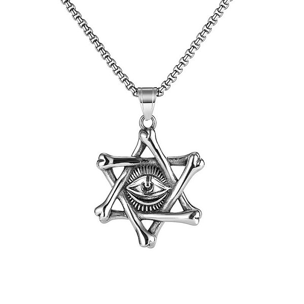 

PandaHall Stainless Steel Pendant Necklaces, Star of David with Eye, Antique Silver, 23.62 inch(60cm) Stainless Steel