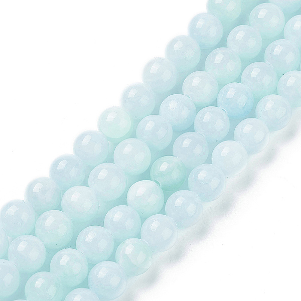 

PandaHall Natural Yellow Jade Beads Strands, Dyed, Round, Azure, 4mm, Hole: 1mm, about 95pcs/strand, 15.75 inch Yellow Jade Round Blue
