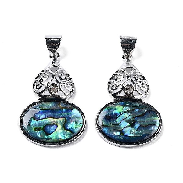 

PandaHall Natural Paua Shell Pendants, Platinum Tone Alloy Pave Crystal Rhinestone Gourd Charms, Colorful, 43.5x28x7.5mm, Hole: 6.2x7.5mm...