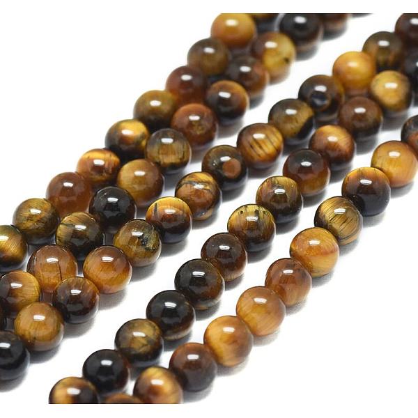 

PandaHall Natural Tiger Eye Beads Strands, Round, 4mm, Hole: 1mm, about 90pcs/strand, 15.7 inch Tiger Eye Round