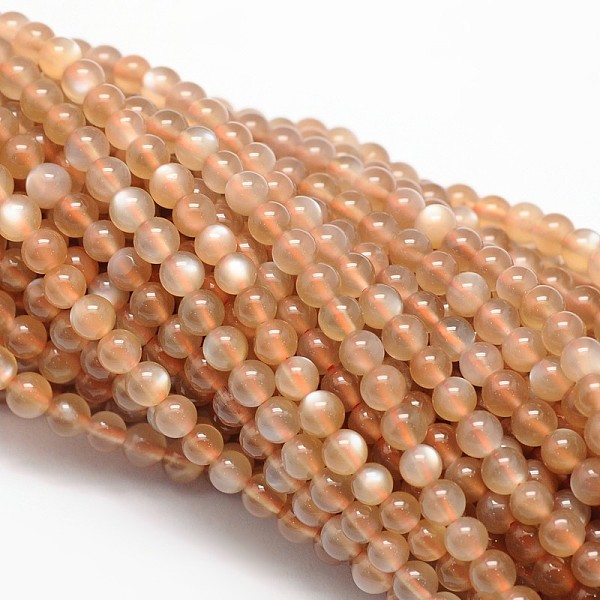 

PandaHall Natural Peach Moonstonee Beads Strands, Grade AA, Round, 4mm, Hole: 1mm, about 99pcs/strand, 15.74 inch Peach Moonstone Round