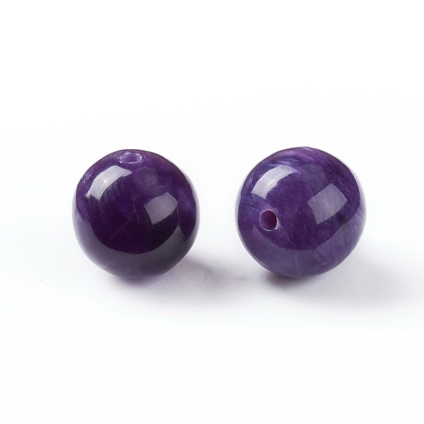 

PandaHall Natural Charoite Beads, Half Drilled, Round, 8mm, Half Hole: 1~2mm Charoite Round