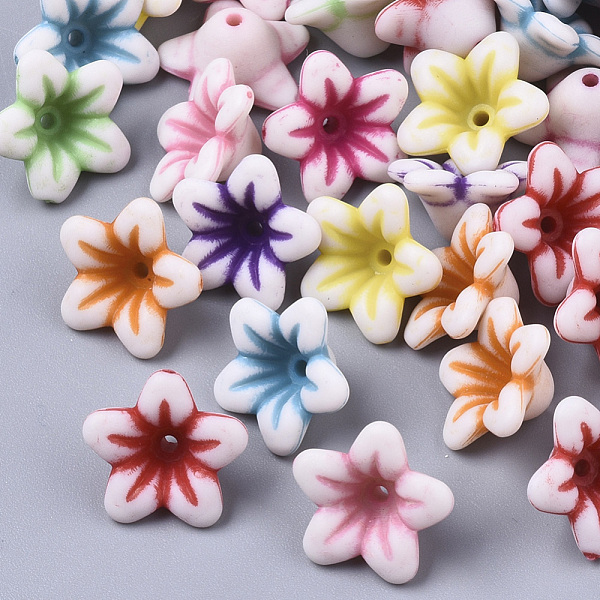 

PandaHall Craft Style Acrylic Beads, Flower, Mixed Color, 13x13x7mm, Hole: 1.2mm, about 2050pcs/500g Acrylic Flower Multicolor