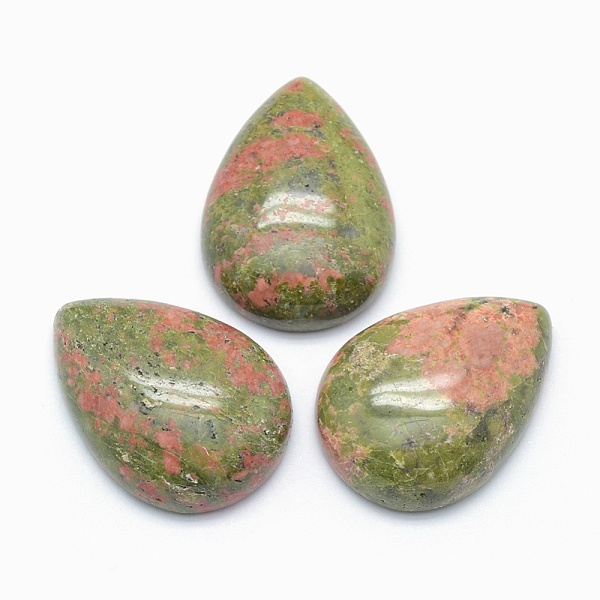

PandaHall Natural Unakite Cabochons, Teardrop, 25x18x7mm Unakite Teardrop