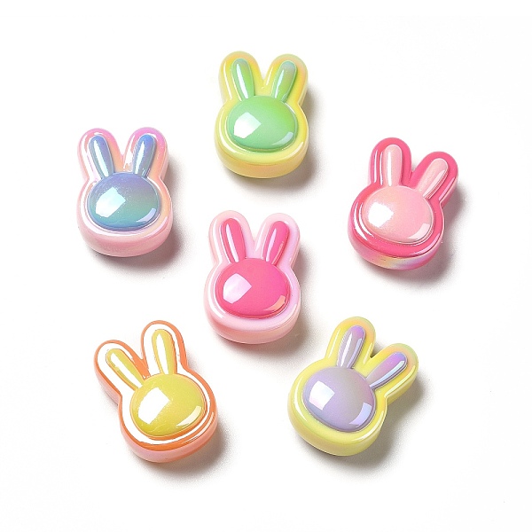 

PandaHall Two Tone UV Plating Rainbow Iridescent Acrylic Beads, Rabbit, Mixed Color, 23.5x17x10.5mm, Hole: 3.5mm Acrylic Rabbit Multicolor