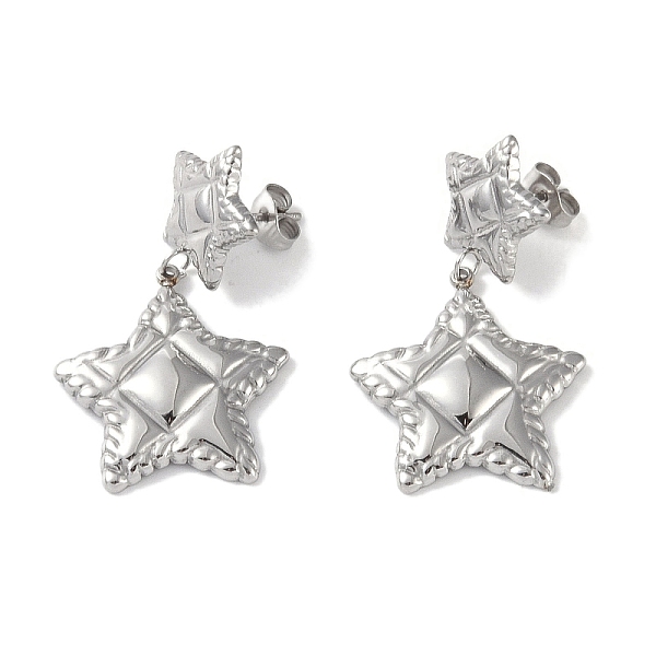 

PandaHall Texture Star 304 Stainless Steel Dangle Earrings, Stud Earring for Women, Stainless Steel Color, 37.5x22mm 304 Stainless Steel...