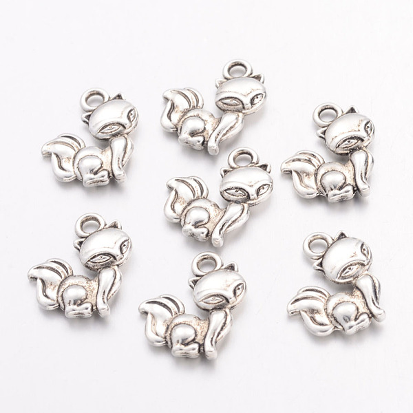 

PandaHall Tibetan Style Alloy Fox Charms, Lead Free & Cadmium Free, Antique Silver, 15x12x2.5mm, Hole: 2mm Alloy Fox