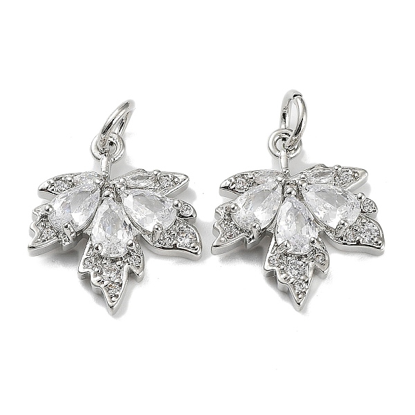 

PandaHall Rack Plating Brass Clear Cubic Zirconia Pendants, Long-Lasting Plated, Cadmium Free & Lead Free, with Jump Rings, Leaf, Platinum...