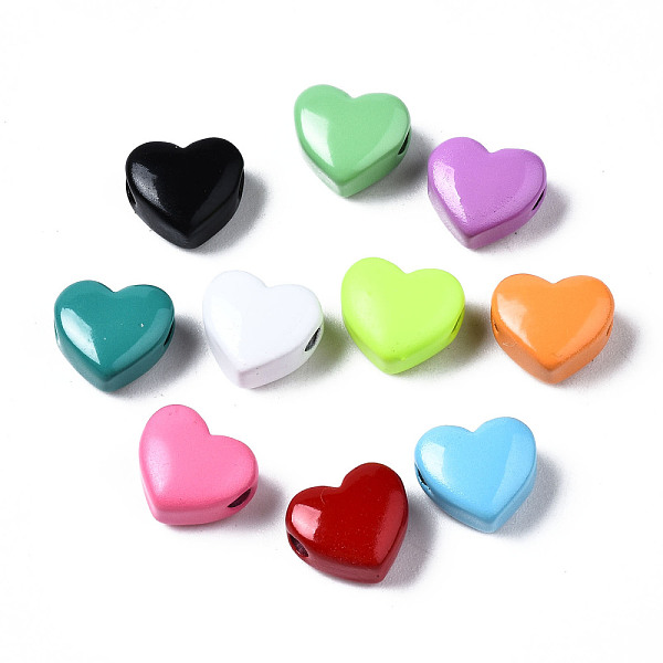 

PandaHall Spray Painted Brass Beads, Heart, Mixed Color, 9x10.5x6mm, Hole: 2mm Brass Heart Multicolor