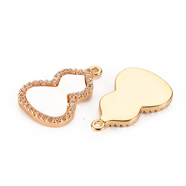 

PandaHall Brass Micro Pave Clear Cubic Zirconia Pendants, with Natural Shell, Nickel Free, Gourd/Calabash, Real 18K Gold Plated, 20x13x2mm...
