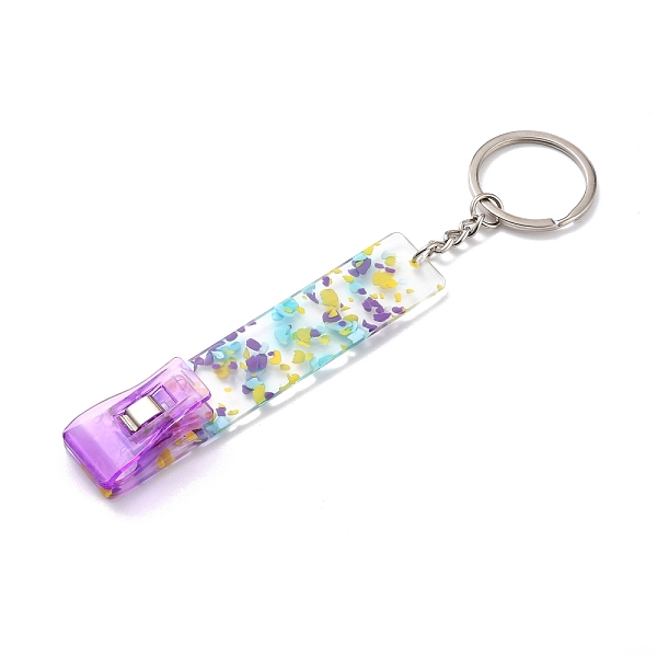 

PandaHall Ferroalloy, Plastic and Acrylic Keychain, Contactless Card Extractor, for Long Nail Card Extractor Keychain with Card Puller for..., Purple