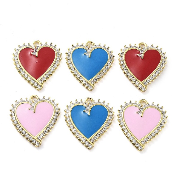 

PandaHall Brass Micro Pave Clear Cubic Zirconia Pendants, with Enamel, Real 18K Gold Plated, Heart Charms, Mixed Color, 20.5x18x3mm, Hole..., Multicolor